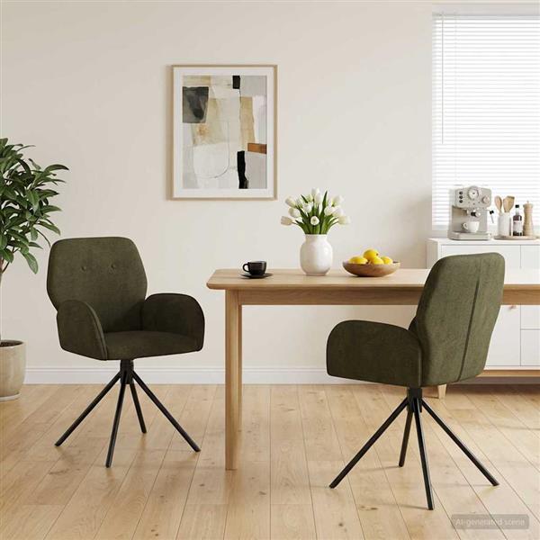 Grote foto vidaxl draai eetstoelen 2 st nep suede leer legergroen 54 x 55 x 86 cm huis en inrichting stoelen