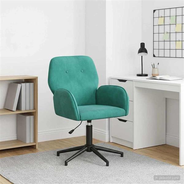 Grote foto vidaxl draaischrijfstoel 54 x 55 x 90 cm turquoise fluweel huis en inrichting stoelen