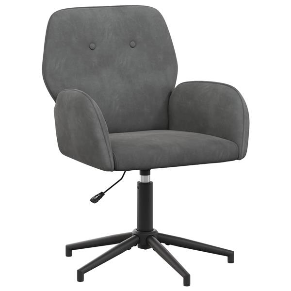 Grote foto vidaxl draaischrijfstoel 54 x 55 x 90 cm donkergrijs fluweel huis en inrichting stoelen