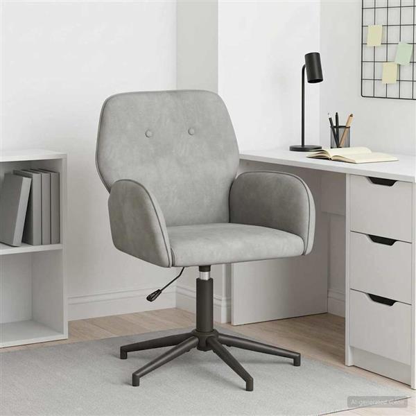 Grote foto vidaxl draaischrijfstoel 54 x 55 x 90 cm lichtgrijs fluweel huis en inrichting stoelen