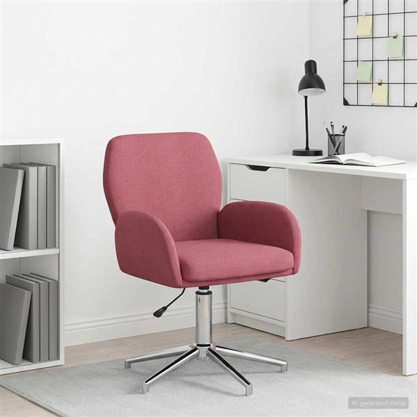 Grote foto vidaxl draaischrijfstoel 54 x 58 x 90 cm wijnrood stof huis en inrichting stoelen
