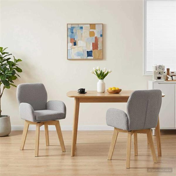 Grote foto vidaxl draai eetstoelen 2 st boucl lichtgrijs 54 x 58 x 87 cm huis en inrichting stoelen