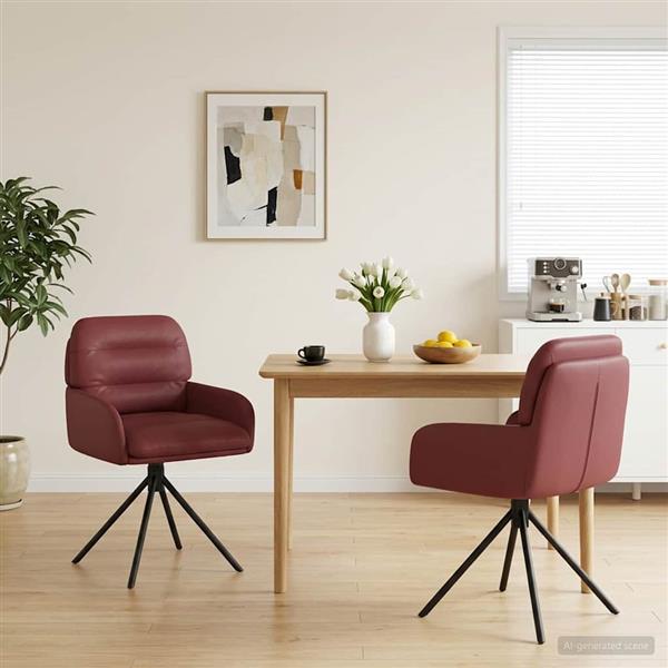 Grote foto vidaxl draai eetstoelen 2 st kunstleer wijnrood 59x59 5x90cm huis en inrichting stoelen