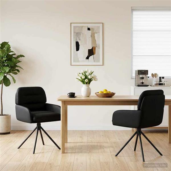 Grote foto vidaxl draai eetstoelen 2 st kunstleer zwart 59 x 59 5 x 90 cm huis en inrichting stoelen
