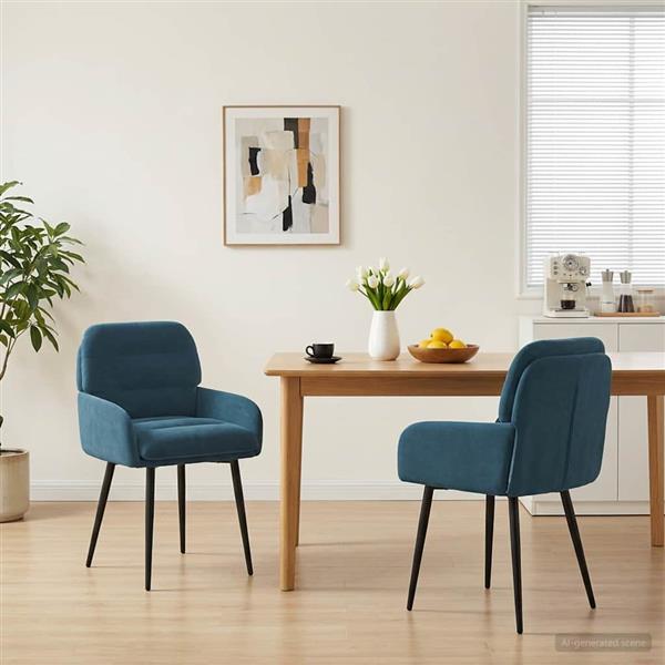 Grote foto vidaxl eettafelstoelen 2 st fluweel blauw 59 x 59 5 x 90 cm huis en inrichting stoelen