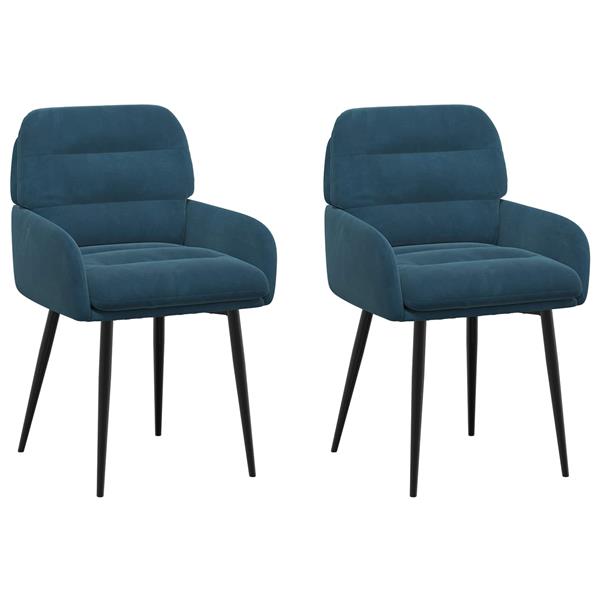Grote foto vidaxl eettafelstoelen 2 st fluweel blauw 59 x 59 5 x 90 cm huis en inrichting stoelen