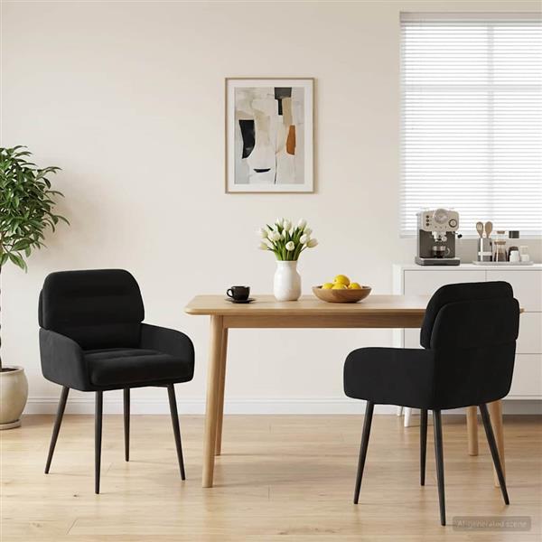 Grote foto vidaxl eettafelstoelen 2 st fluweel zwart 59 x 59 5 x 90 cm huis en inrichting stoelen