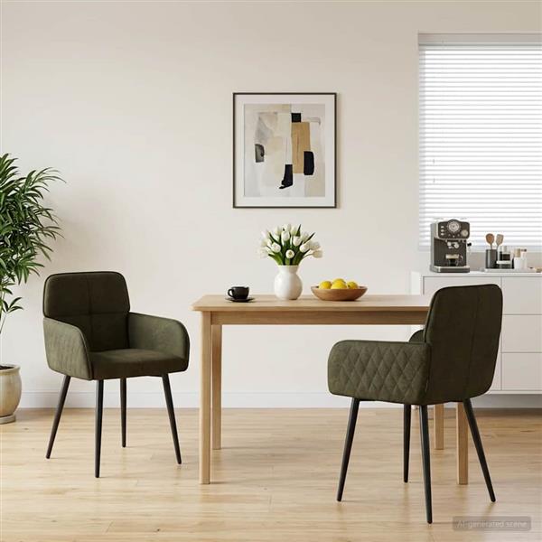 Grote foto vidaxl eettafelstoelen 2 st nep suede leer legergroen 59x56 5x85cm huis en inrichting stoelen