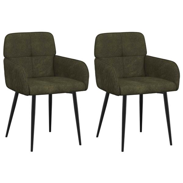 Grote foto vidaxl eettafelstoelen 2 st nep suede leer legergroen 59x56 5x85cm huis en inrichting stoelen