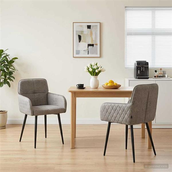 Grote foto vidaxl eettafelstoelen 2 st nep suede leer lichtgrijs 59x56 5x85cm huis en inrichting stoelen