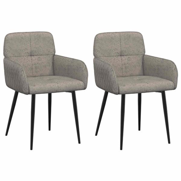 Grote foto vidaxl eettafelstoelen 2 st nep suede leer lichtgrijs 59x56 5x85cm huis en inrichting stoelen