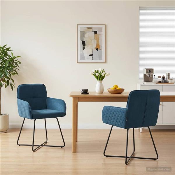 Grote foto vidaxl eettafelstoelen 2 st fluweel blauw 59 x 56 5 x 86 cm huis en inrichting stoelen