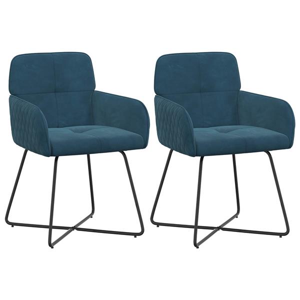 Grote foto vidaxl eettafelstoelen 2 st fluweel blauw 59 x 56 5 x 86 cm huis en inrichting stoelen