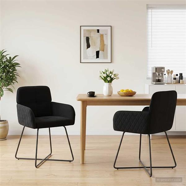 Grote foto vidaxl eettafelstoelen 2 st fluweel zwart 59 x 56 5 x 86 cm huis en inrichting stoelen