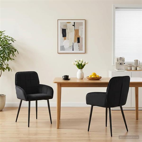 Grote foto vidaxl eettafelstoelen 2 st fluweel zwart 56.5 x 50 x 85 cm huis en inrichting stoelen