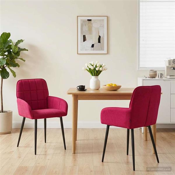 Grote foto vidaxl eettafelstoelen 2 st fluweel wijnrood 56.5 x 50 x 85 cm huis en inrichting stoelen