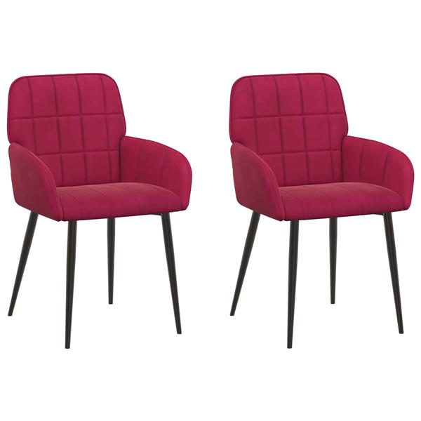 Grote foto vidaxl eettafelstoelen 2 st fluweel wijnrood 56.5 x 50 x 85 cm huis en inrichting stoelen
