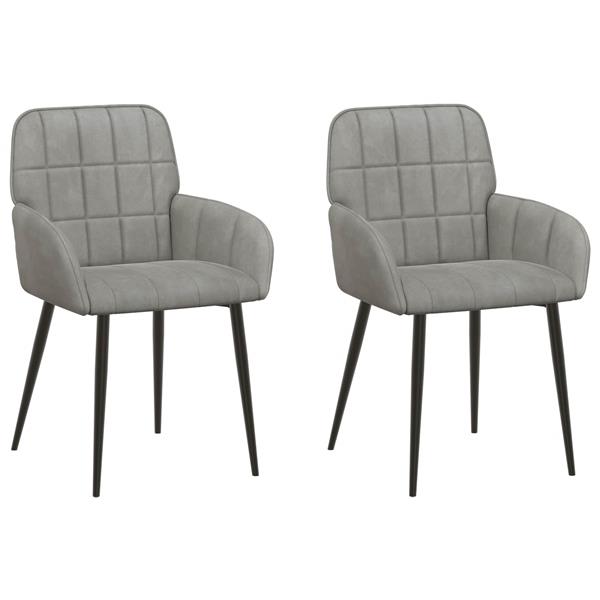Grote foto vidaxl eettafelstoelen 2 st fluweel lichtgrijs 56.5 x 50 x 85 cm huis en inrichting stoelen