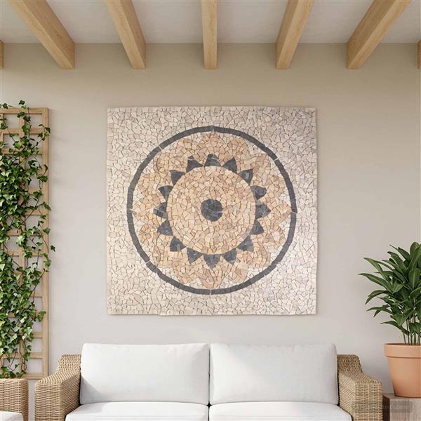 Grote foto vidaxl mosaic tiles zonnebloem patroon meerkleurig 120 x 120 cm marmer doe het zelf en verbouw tegels