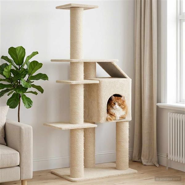 Grote foto vidaxl kattenboom met sisal krabpalen cr mekleurig 183 cm dieren en toebehoren katten accessoires
