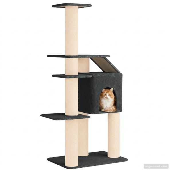 Grote foto vidaxl kattenboom met sisal krabpalen donkergrijs 183 cm dieren en toebehoren katten accessoires