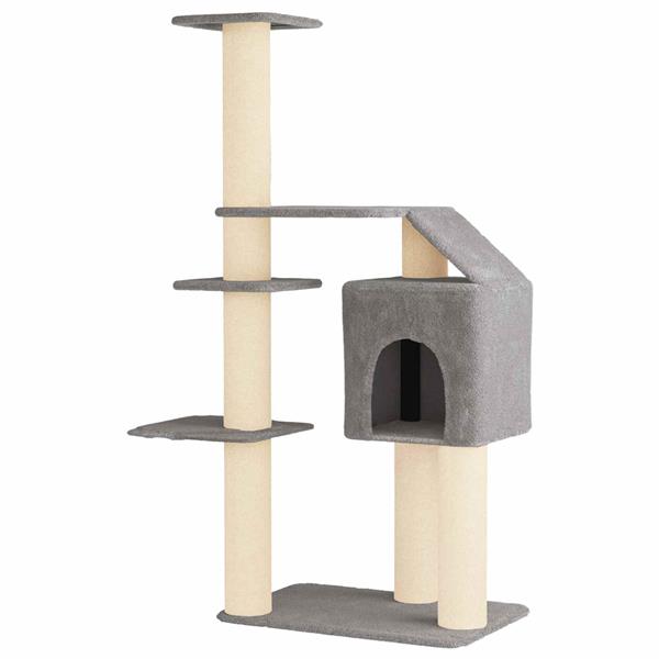 Grote foto vidaxl kattenboom met sisal krabpalen lichtgrijs 183 cm dieren en toebehoren katten accessoires
