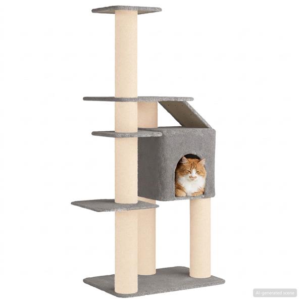Grote foto vidaxl kattenboom met sisal krabpalen lichtgrijs 183 cm dieren en toebehoren katten accessoires