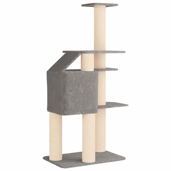 Grote foto vidaxl kattenboom met sisal krabpalen lichtgrijs 183 cm dieren en toebehoren katten accessoires
