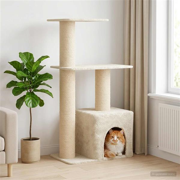 Grote foto vidaxl kattenboom met sisal krabpalen cr mekleurig 133 cm dieren en toebehoren katten accessoires