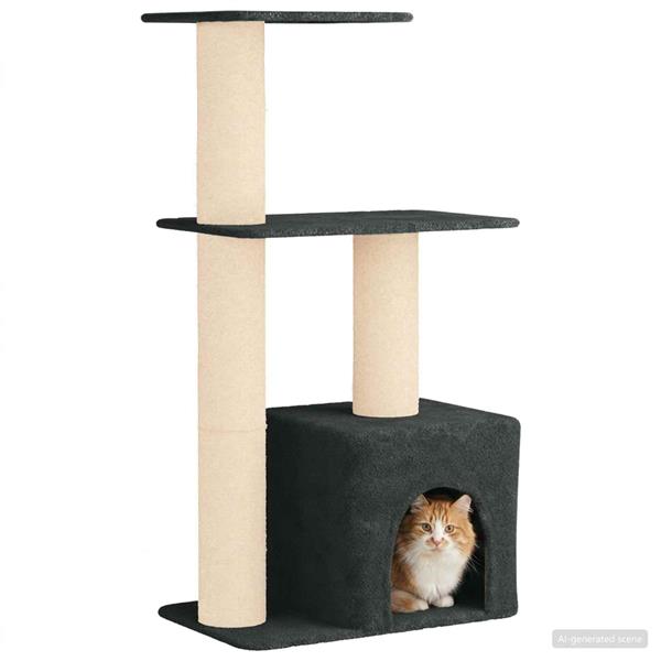 Grote foto vidaxl kattenboom met sisal krabpalen donkergrijs 133 cm dieren en toebehoren katten accessoires