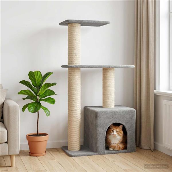 Grote foto vidaxl kattenboom met sisal krabpalen lichtgrijs 133 cm dieren en toebehoren katten accessoires