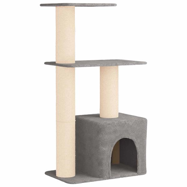 Grote foto vidaxl kattenboom met sisal krabpalen lichtgrijs 133 cm dieren en toebehoren katten accessoires