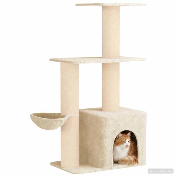 Grote foto vidaxl kattenboom met sisal krabpalen cr mekleurig 133 cm dieren en toebehoren katten accessoires
