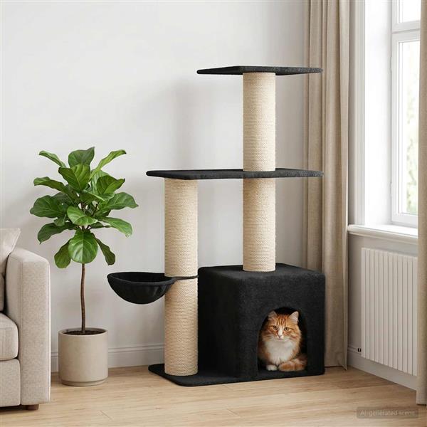 Grote foto vidaxl kattenboom met sisal krabpalen donkergrijs 133 cm dieren en toebehoren katten accessoires