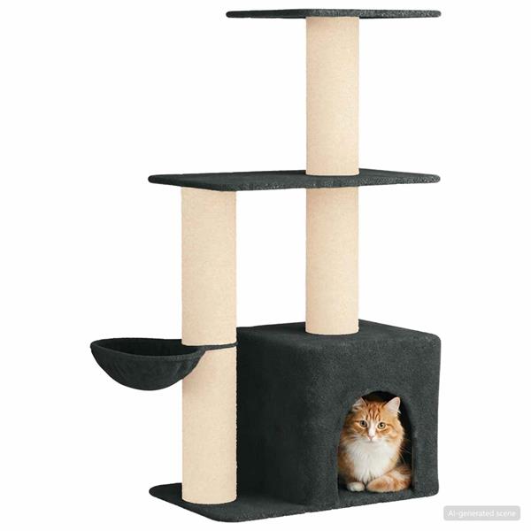 Grote foto vidaxl kattenboom met sisal krabpalen donkergrijs 133 cm dieren en toebehoren katten accessoires