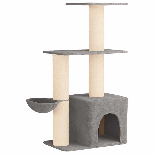 Grote foto vidaxl kattenboom met sisal krabpalen lichtgrijs 133 cm dieren en toebehoren katten accessoires