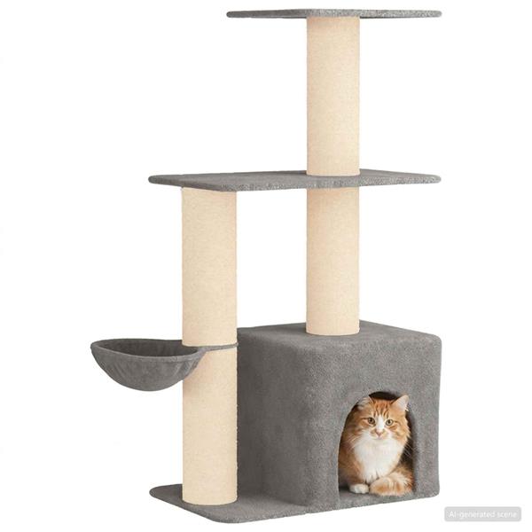 Grote foto vidaxl kattenboom met sisal krabpalen lichtgrijs 133 cm dieren en toebehoren katten accessoires
