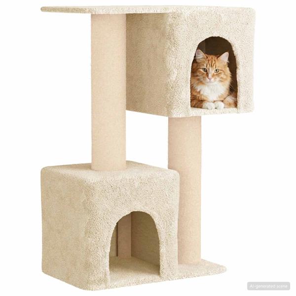 Grote foto vidaxl kattenboom met sisal krabpalen cr mekleurig 114 cm dieren en toebehoren katten accessoires
