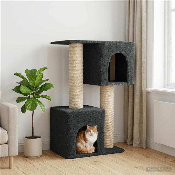 Grote foto vidaxl kattenboom met sisal krabpalen donkergrijs 114 cm dieren en toebehoren katten accessoires
