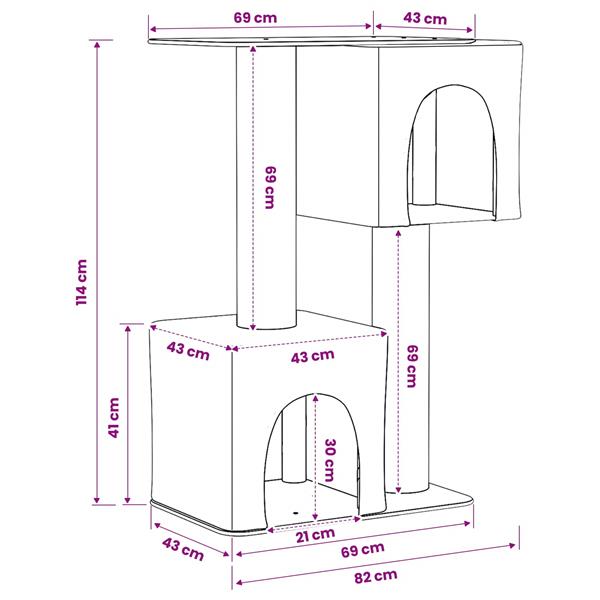 Grote foto vidaxl kattenboom met sisal krabpalen lichtgrijs 114 cm dieren en toebehoren katten accessoires