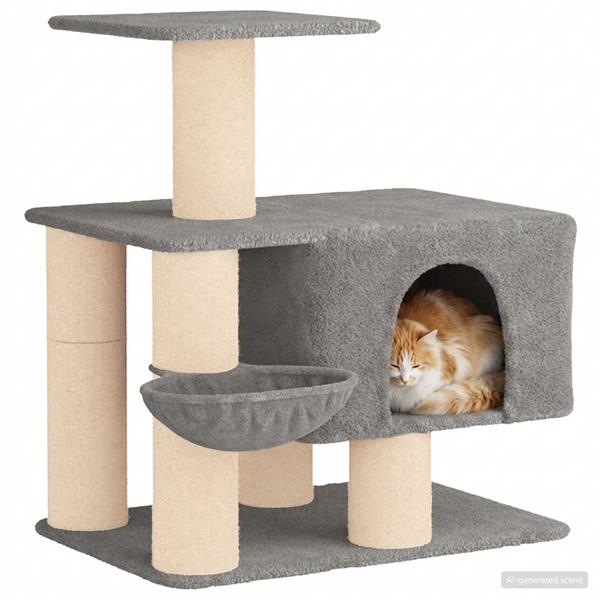 Grote foto vidaxl kattenboom met sisal krabpalen lichtgrijs 96 cm dieren en toebehoren katten accessoires