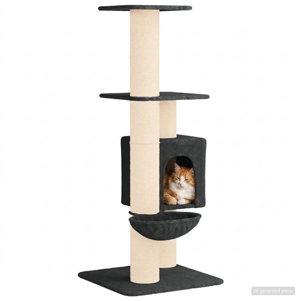 Grote foto vidaxl kattenboom met sisal krabpalen donkergrijs 137 cm dieren en toebehoren katten accessoires