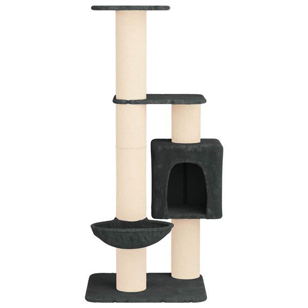 Grote foto vidaxl kattenboom met sisal krabpalen donkergrijs 137 cm dieren en toebehoren katten accessoires