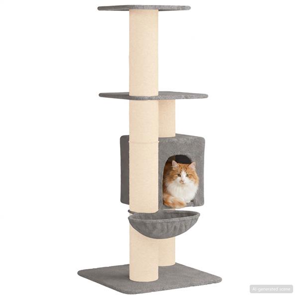 Grote foto vidaxl kattenboom met sisal krabpalen lichtgrijs 137 cm dieren en toebehoren katten accessoires