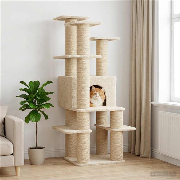 Grote foto vidaxl kattenboom met sisal krabpalen cr mekleurig 161 cm dieren en toebehoren katten accessoires