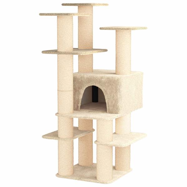 Grote foto vidaxl kattenboom met sisal krabpalen cr mekleurig 161 cm dieren en toebehoren katten accessoires