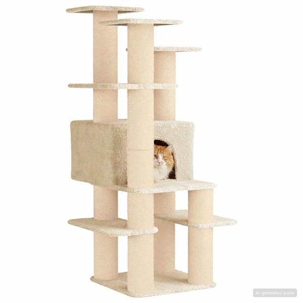 Grote foto vidaxl kattenboom met sisal krabpalen cr mekleurig 161 cm dieren en toebehoren katten accessoires