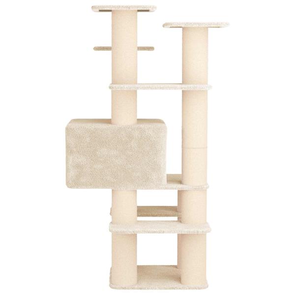 Grote foto vidaxl kattenboom met sisal krabpalen cr mekleurig 161 cm dieren en toebehoren katten accessoires