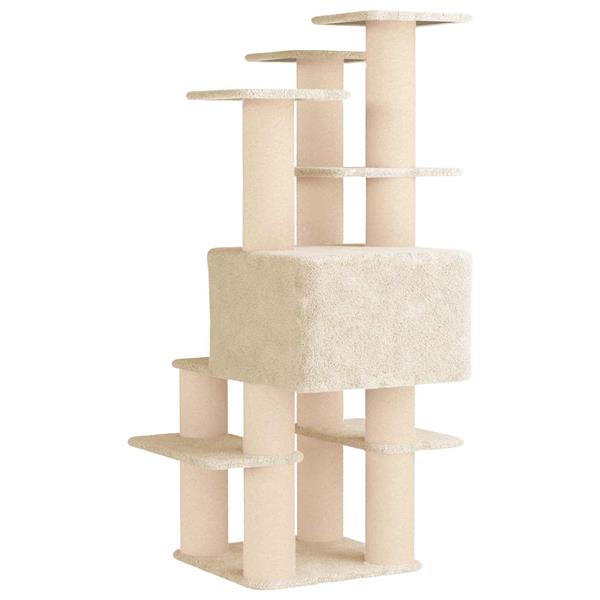 Grote foto vidaxl kattenboom met sisal krabpalen cr mekleurig 161 cm dieren en toebehoren katten accessoires