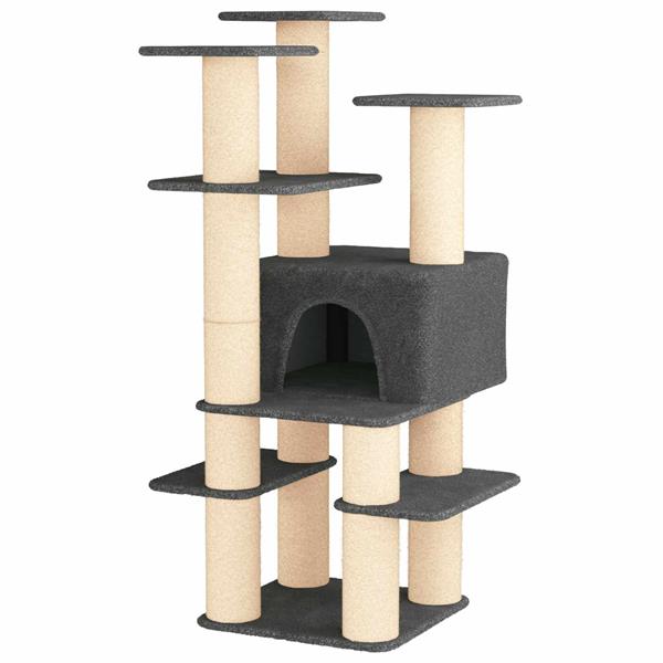 Grote foto vidaxl kattenboom met sisal krabpalen donkergrijs 161 cm dieren en toebehoren katten accessoires